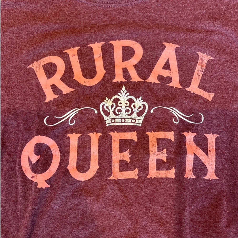 Jerzees Large Maroon Cotton Blend Rural Queen Tee Country Western Vibe Graphic